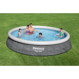 BESTWAY Fast Set Pool 457 x 84 cm inkl. Filterpumpe Rattanoptik