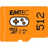 Emtec Gaming ECMSDM512GXCU3G MicroSD-Karte, 512 GB, Schreibgeschwindigkeit 95 MB/s, Lesegeschwindigkeit 100 MB/s, Orange