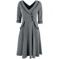 Voodoo Vixen - Rockabilly Kleid knielang - Macie Herringbone Flared Dress - S bis 3XL - für Damen - Größe L - grau - L