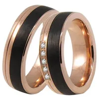 DOOSTI Trauring Schmuck Geschenk Edelstahl Trauring Ehering Partnerring LIEBE, Made in Germany, wahlweise mit oder ohne Zirkonia goldfarben|schwarz 54
