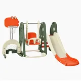 KOMFOTTEU Rutsche 6 in 1 Kinderrutsche, mit Schaukel, höhenverstellbar orange