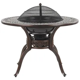 Beliani Gartentisch Dunkelbraun Metall Grillfunktion Elegant Bistromöbel