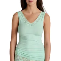 CALIDA Natural Comfort Lace Tank-Top Damen, V-Ausschnitt, aus hochwertiger