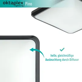 Oktaplex lighting Oktaplex LED Deckenleuchte quadratisch flach Deckenlampe Anthrazit - Grau