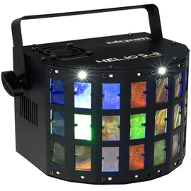 Algam Lighting - HELIOS-II - 2-in-1-LED-Projektor – Derby-Effekt, Stroboskop – DMX-Eingang/Ausgang: XLR 3 Punkte – 28 W – IP20 – 261 x 186 x 142 mm