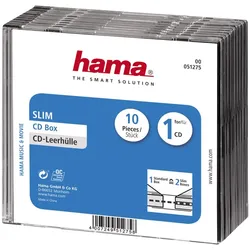 Hama Slim Jewel Case für Speicher-CD - Kapazität: 1 CD - durchsichtig schwarz (P