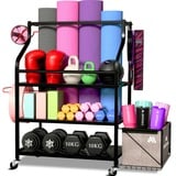 Amonax Hantelständer Fitnessstudio, Kettlebell Rack Kurzhantelständer Yoga Matte Regal, Hantel Ständer Für Langhantelpolster Faszienrolle, Fitness Geräte Zuhause Home Organizer Gym Zubehör Für Frauen