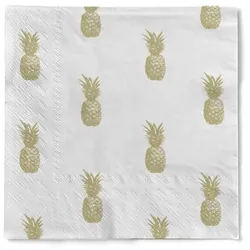 Cocktail-Serviette "Pinea" (Ananas) in Gold aus Tissue 3-lagig, 25 x 25 cm, 20 Stück