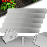 Gardebruk GARDEBRUK® Rasenkante verzinkt 5m 10m 15m 20m 25m 30m 35m 40m 45m 50m 100x15cm oder 100x18cm verzinkt Handschuhe Beeteinfassung Mähkante Palisade Metall, Silber (Länge 20m - Höhe 18cm)