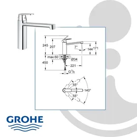Grohe Eurosmart Cosmopolitan chrom 30193000