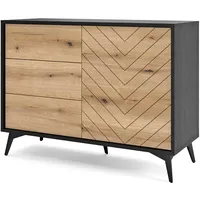 Selsey Boulia - Sideboard mit 3 Schubladen, Schwarz mit