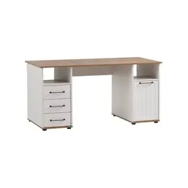 Schreibtisch Jelda Eiche Landhaus Nachbildung weiß B/H/T: ca. 150x74x70 cm - Eiche, Weiss