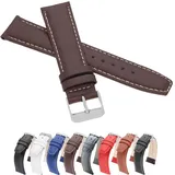 MARCHEL Lederarmband Braun-Weiß 22 mm WB60 Uhrenarmband Uhrband Uhrenbänder Rindsleder Uhr Band Genarbt Dunkelbraun (22 mm, Dunkelbraun-Weiß)