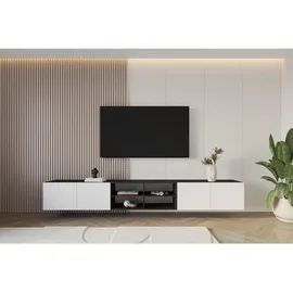 altdecor ELIO Lowboard 300 cm Schwarz/Weiß Holzwerkstoff