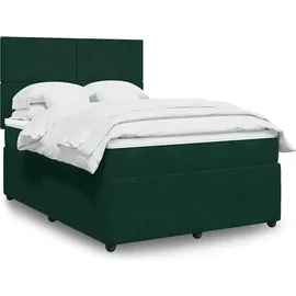 vidaXL Boxspringbett 140 x 200 cm Dunkelgrün