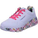 SKECHERS Uno Lite Lovely Luv Sneaker, White Synthetic H. Pink Trim, 37