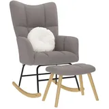 vidaXL Schaukelstuhl Taupe Schaukelsessel Schaukelsessel mit Hocker 61x78x95 cm Stoff grau