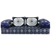 Casa Moro Sofa Orientalisches Sofa marokkanische Sitzcouch Amina 5tlg Set inkl., Füllung mit 2 Rücken- & 2 Lehnenkissen Sitzhöhe 25cm, Arabische Sitzgruppe Sitzecke Sitzkissen Sitzgarnitur, MO5000OG blau