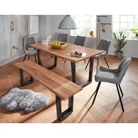 MCA living Bank MCA LIVING "CALABRIA", braun (antik gewischt, akaziefarben), B:160cm H:47cm T:40cm, Massivholz, Sitzbänke