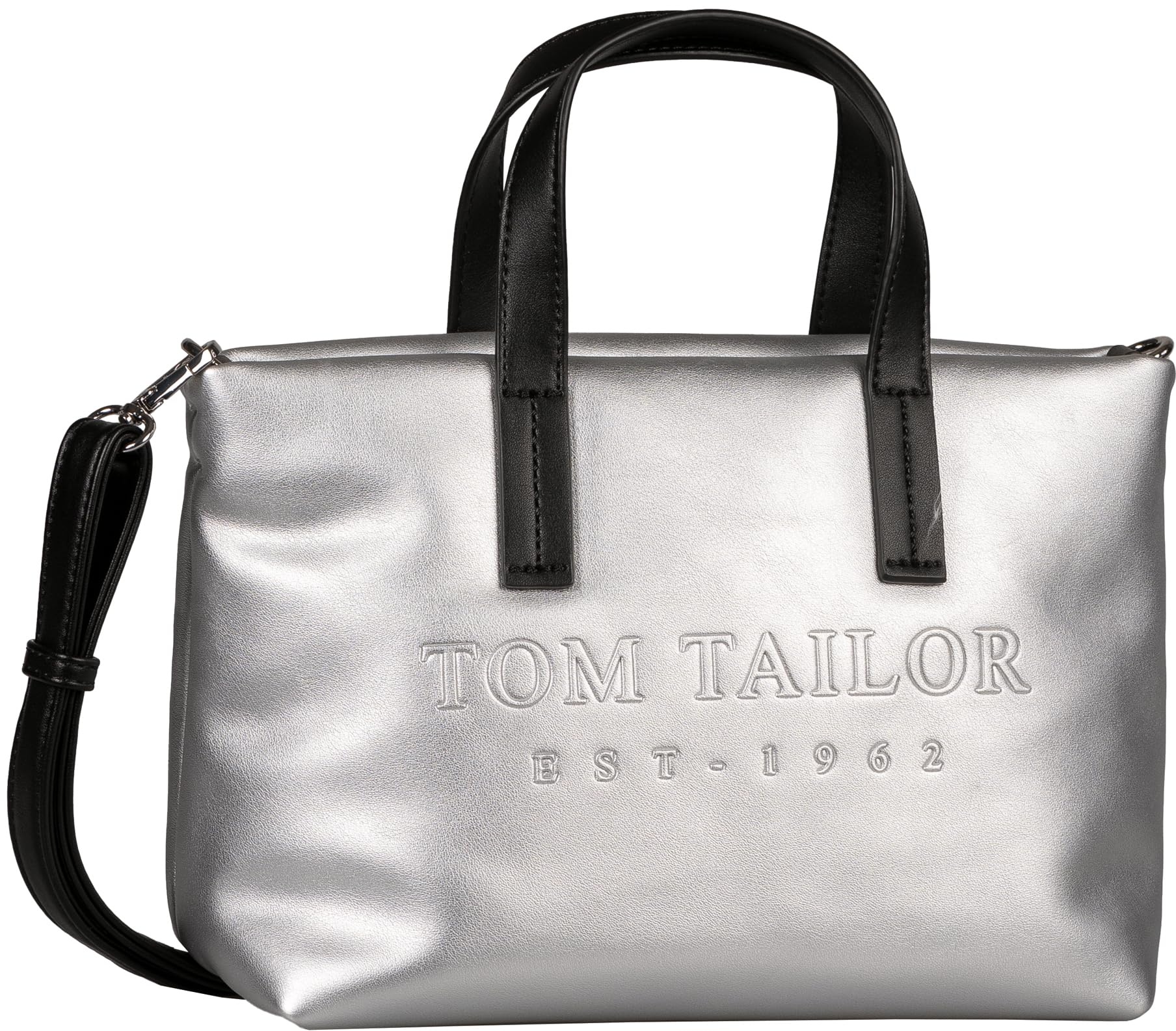 TOM TAILOR Thessa Damen Shopper Umhängetasche Reißverschluss Klein Silber