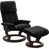 Stressless Relaxsessel "Admiral", schwarz (schwarz batick), B:78cm H:98cm T:73cm, Leder BATICK: BATICK ist ein leicht korrigiertes, durchgefärbtes und genarbtes Möbelleder, bei dem die meisten Unebenheiten und Spuren in der Regel entfernt wurden.