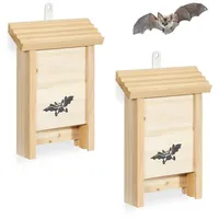 Relaxdays Fledermauskasten 2er Set, Hellbraun