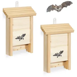 Relaxdays Fledermauskasten 2er Set, Hellbraun