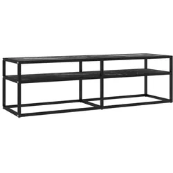vidaXL TV-Schrank Schwarz Marmor-Optik 140x40x40,5 cm Hartglas