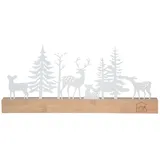 UNUS Aufsteller Silhouette Wald Hirsche und Rehe Weiß Holz/Metall