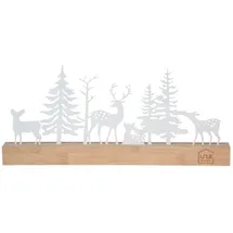 UNUS Aufsteller Silhouette Wald Hirsche und Rehe Weiß Holz/Metall