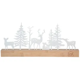 UNUS Aufsteller Silhouette Wald Hirsche und Rehe Weiß Holz/Metall