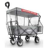onbest Bollerwagen faltbar mit Dach grau