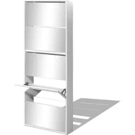 vidaXL Schuhschrank 63 x 170 x 17 cm mit Spiegel / weiß