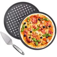Tang Yuan 2 Antihaft-Pizzapfannen,kreisförmige perforierte Antihaft-Pizzapfanne,Pizzaspatel, Werkzeugset zum Kochen
