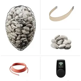 FinnTherm Comfort Set Fasssauna ScandiCube Space Fasssauna 4 Sitzbänke aus Holz, Sauna mit 42 mm Wandstärke, Außensauna mit Montagematerial