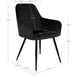 MID.YOU Armlehnstuhl-Set, Schwarz, Textil, zylindrisch, 57x87x65 cm, Esszimmer, Stühle, Esszimmerstühle, Esszimmerstühle-Set