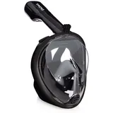 Emsmil – Breite Vollgesicht-Schnorchelmaske mit Ohrstöpsel und 180°-Sichtfeld, für Kinder und Erwachsene, Schwarz , S/M