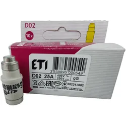 Sicherungseinsatz Schmelzsicherung ETI D02 Porzellan 25A/400V 002212002 0549