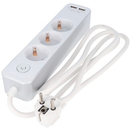 goobay 3-fach Steckdosenleiste mit Schalter und 2 USB Ports, zum Anschluss von bis zu drei Elektrogeräten und zwei USB-Geräten,