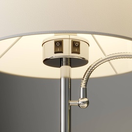 Lindby Stoff-Tischleuchte Benjiro mit LED-Leselampe