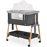 Cangaroo Beistellbett Adoro, verstellbar, Matratze, Moskitonetz, Räder schwarz