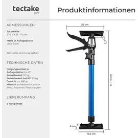 Tectake tectake® 6er-Set Türspanner, stufenlos höhenverstellbar, Belastbarkeit 30 kg je Spanner, mit Schnellspannsystem
