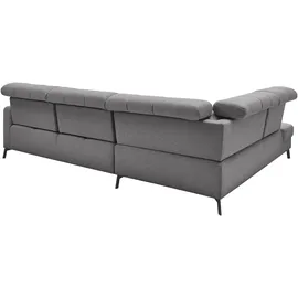 Musterring Ecksofa MUSTERRING "MR 4615", grau, B:272cm H:84cm T:214cm, 100% Polyester, Sofas, Ecksofa, mit Kopf- und Rückenverstellung, Metallfuß schwarz, Maße 272 x 214 cm