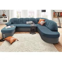 DOMO collection Wohnlandschaft DOMO COLLECTION "ELVA 293x180x84 cm, elegante Rückensteppung, U-Form", grau (dunkelgrau, petrol), B:293cm H:84cm T:180cm, (geprägte) Luxus-Microfaser (100% Polyester);Kunstleder SOFTLUX / Struktur (100% Polyester);Microfaser PRIMABELLE