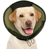 AOFITEE Halskrause Hund Weich, Verstellbarer Hundekragen Bequem Leckschutz Hund, Atmungsaktiver Hundehalsband Schutzkragen für Hunde Elisabethanischer Vorbeugung von Biss- und Leckwunden, Olivgrün, XL
