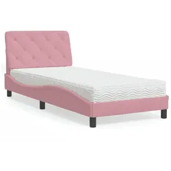 Bett mit Matratze Rosa 90x200 cm Samt