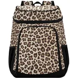 Brauner Leoparden-Kühlrucksack für Damen und Herren, Picknick, isolierte Kühltaschen, große Kapazität, Lunch-Rucksack für Arbeit, Schule, Angeln, Wandern, Camping, Park, Strand