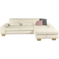 Set One by Musterring Ecksofa, weiß (natur), SET ONE BY MUSTERRING, Sofas, B/H/T: 307cm x 86cm x 195cm, Cord, Ottomane rechts, Sitzhöhe 49cm,Sitztiefenverstellung im 3-Sitzer,ohne Kopfteilverstellung,ohne Bettfunktion,ohne Bettkasten, 88% Polyester;12% Polyamid, Ecksofa, whlw.