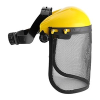 Gesichtsschutz Helm Schutzhelm Kettensägen Sicherheitshelm mit Netzvisier einstellbar für Gartenschere Freischneider Mäher Forstwirtschaft, Gelbe Kappen