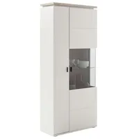 Harper Vitrine AMANTEA 90x207 cm weiß / Viking Oak